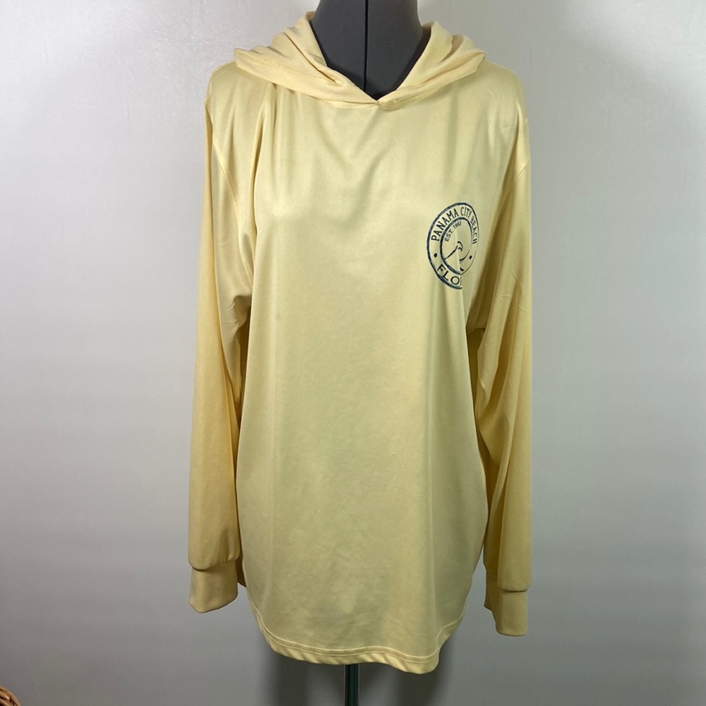 Spicy Tuna Hoodie Long Sleeve Top/Cover Up w Panama Decor Light Yellow Size XL